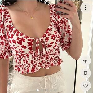 Kendall & Kylie Red Floral Blouse